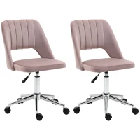 Vinsetto Lot de 2 chaises de bureau design contemporain fauteuil de velours pivotante 360° dossier strié aéré hauteur réglable(m-1)
