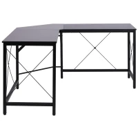 HOMCOM Escritorio Esquinero Moderno con Marco de Acero Carga 70 kg para Oficina Hogar Estudio 150x150x76 cm Negro(m-11)