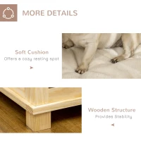 PawHut Wooden Dog Crate, with Double Doors, Cushion, for Medium Dogs - Natural Finish(m-7)
