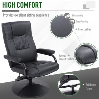 HOMCOM Executive Recliner Chair High Back Swivel Armchair Lounge Seat w/Footrest Stool (Black)(m-6)