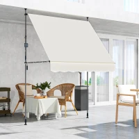 Outsunny Toldo Manual Retráctil 200x120x210-310 cm para Balcón y Terraza con Altura Ajustable con Manivela Crema(m-8)