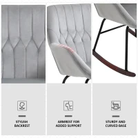 HOMCOM Rocking Chair Reading Accent Armchair with Steel Frame Sponge Padded for Living Room, Dining Room, Office, Balcony, Grey and Black(m-6)