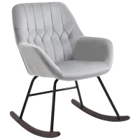 HOMCOM Rocking Chair Reading Accent Armchair with Steel Frame Sponge Padded for Living Room, Dining Room, Office, Balcony, Grey and Black(m-1)