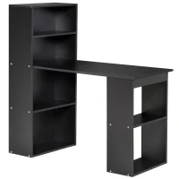 HOMCOM Birou PC din Lemn cu 6 Rafturi Laterale pentru Depozitare, 120x55x120 cm, Negru(m-1)