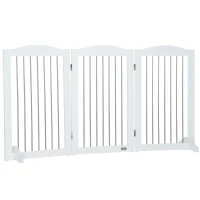 PawHut Foldable Dog Gate, Freestanding Pet Gate, with Two Support Feet, for Staircases, Hallways, Doorways - White(m-10)