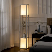 HOMCOM 156cm Floor Lamp Shelving Unit - White(m-10)