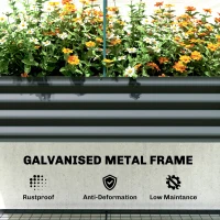 Outsunny Galvanised Raised Planter with Greenhouse Cover, Metal Raised Garden Bed on Legs with Bed Liner and Bottom Shelf(m-8)