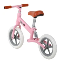HOMCOM 12" Kids Balance Bike No Pedal Bicycle EVA Tyre Adjustable Seat Toddler Training Bike W/ Shock Absorber 2 - 5 Years Gift for Boys Girls Pink(m-10)