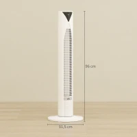 HOMCOM Ventilateur tour avec télécommande minuterie 12 heures mode veille 3 vitesses 31,5 x 31,5 x 96 cm blanc(m-3)