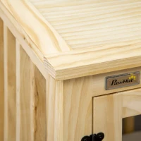 PawHut Wooden Dog Crate, with Double Doors, Cushion, for Medium Dogs - Natural Finish(m-9)
