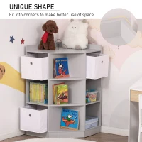 HOMCOM Kids Bookcase, 3 Tier Toy Organiser Storage Unit BookShelf with 3 Non-woven Fabric Drawers, Anti-tip Device, for Bedroom, Children's Room, Playroom, Grey(m-4)