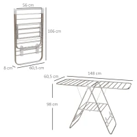 HOMCOM Séchoir à linge sur pieds pliable étendoir 2 niveaux ajustables dim. 148L x 60,5l x 98H cm(m-3)