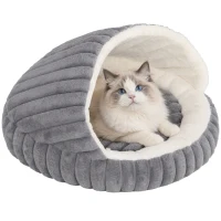 PawHut Lit pour chat Grotte pour chatons avec base antidérapante et coussin lavable pour intérieur 50x50x32 cm Gris(m-7)