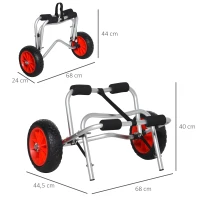 HOMCOM Chariot de transport canoë chariot de kayak pliable 75kg cadre en aluminium pneus de 25 cm 68 x 44,5 x 405 cm argent(m-3)