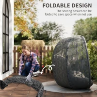 Outsunny Outdoor Double Hanging Chair with Cushion and Cup Holders, Charcoal Grey(m-6)