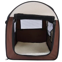 Pawhut Folding Fabric Soft Pet Crate, 46Lx36Wx41H cm - Brown(m-8)