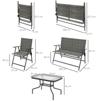 Outsunny Four-Piece Metal Garden Sofa Set - Mixed Brown(m-3)