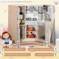 HOMCOM Kids Kitchen Playset, with Accessories, Storage Space(m-5)