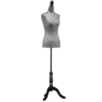HOMCOM Maniquí de Costura Ajustable a 130-168 cm con Trípode de Madera para Fotografía de Moda Exposición de Prendas Gris(m-1)