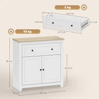 HOMCOM Sideboard Storage Cabinet, Morden Kitchen Cupboard with Adjustable Shelf, Drawer and Double Doors, Sideboard for Living Room, Dining Room, Hallway, White(m-3)