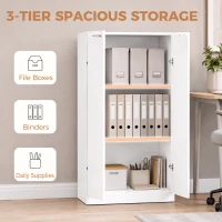 HOMCOM 120 cm Tall Storage Cabinet Cupboard, 3-Tier File Organiser Wooden Filing Cabinet, White(m-5)