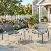 Outsunny 3 Piece Rattan Bistro Set, Outdoor Garden Furniture Set with 2 Chairs, Round Coffee Table for Patio, Balcony, Dark Grey(m-14)