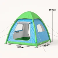 Outsunny Aufblasbares Zelt 2-3 Pers. Schneller Aufbau Outdoor Camping Zelt mit Luftpumpe Meshfenster abnehmbar Dach(m-3)