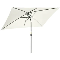 Outsunny 3x2m Garden Parasol Umbrella with Aluminium Pole, Tilt and Crank, Rectangular Outdoor Table Parasol Sun Shade for Patio, Cream White(m-1)