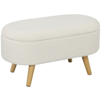 HOMCOM Zitbank met Opbergruimte en Deksel, Voethocker voor Hal, Woonkamer, Slaapkamer, Hout, Stoffen Bekleding, Wit