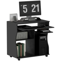HOMCOM Multi-Storage Compact Work Desk, with Wheels - Black(m-11)