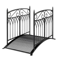 Outsunny Pont de Jardin en Métal Style Baroque Passerelle Décorative avec Garde-Corps 91cm et Charge 100kg Noir(m-12)