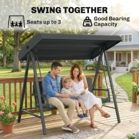 Outsunny Three-Seat Garden Swing Chair, with Adjustable Canopy - Dark Grey(m-8)