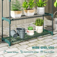 Outsunny 4-Tier Plant Stand Indoor Outdoor, Set of 2 Metal Plant Shelf with Rack Buckles for Easy Assembly, Flower Display Rack(m-5)