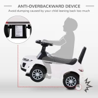 HOMCOM 3-in-1 Ride On Car Foot To Floor Slider Toddler w/ Horn Steering Wheel NO POWER Manual Under Seat Storage Secure Design for 1-3 Year Old White(m-6)