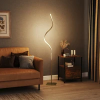 HOMCOM Lampă de podea LED spiralată cu 3 niveluri de luminozitate reglabilă și întrerupător cu pedală, auriu(m-9)