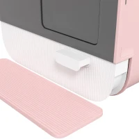 PawHut Hooded Cat Litter Box, Kitten Litter Tray, with Lid, Scoop, Filter, Flap Door, Pink(m-11)