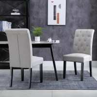 HOMCOM Lot de 2 chaises de Salle à Manger Chaise de cuicine Grand Confort Pieds en Bois Lin 47 x 61 x 101 cm(m-10)