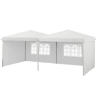 Outsunny Tente de réception Tonnelle barnum pliable 6x3m avec parois latérales Hauteur réglable avec sac de transport Roues(m-12)