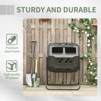 Outsunny 160L 360° Rotating Dual Chamber Composter - Black(m-7)