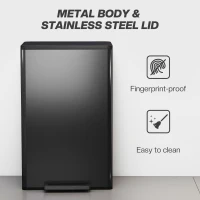 HOMCOM 45L Kitchen Bin, Pedal Bin with Soft-Close and Stay-Open Lid, Removable Inner Bucket, Odor Control for Kitchen, Office(m-7)