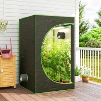 Outsunny Grow Tent 120 x 120 x 200 cm, Reflective Mylar Hydroponic Growing Tent with 600D Oxford Fabric, Observation Window, Vent, Zipper Door for Indoor Plant Growing, Black(m-10)