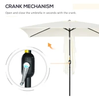 Outsunny 3x2m Garden Parasol Umbrella with Aluminium Pole, Tilt and Crank, Rectangular Outdoor Table Parasol Sun Shade for Patio, Cream White(m-5)