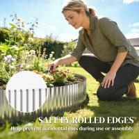 Outsunny Metal Garden Edging Border, 8 in x 21.3 ft Corrugated Heavy Duty Galvanised Steel Lawn Edging, Silver Tone(m-5)