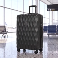 HOMCOM 77cm 98L Suitcase, Lightweight ABS Hard Shell Carry On Luggage with TSA Lock, Spinner Wheels, Telescopic Handle, Black(m-2)