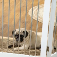 PawHut Foldable Dog Gate, Freestanding Pet Gate, with Two Support Feet, for Staircases, Hallways, Doorways - White(m-8)