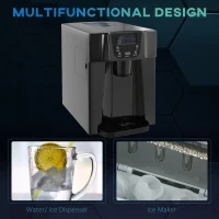 HOMCOM Ice Maker Machine and Water Dispenser, Counter Top Ice Cube Maker for Home with 3L Tank, Adjustable Cube Size, 9 Ice Cubes per 6-10 Minutes, No Plumbing Required, Black(m-7)