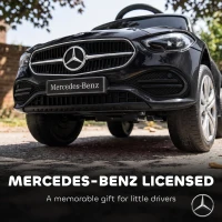 AIYAPLAY 3 in 1 Licensed Benz Ride on Push Car with Handle, Canopy, Guardrails, Horn, Music, Storage for 12-36 Months, Black(m-5)