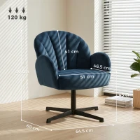 HOMCOM Swivel Accent Chair, Shell-Shaped Armchair with Spring Cushion, Metal Base, Dark Blue(m-3)