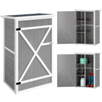 Outsunny Armoire abri de Jardin Remise pour Outils Bois de Sapin pré-huilé Toit bitumé incliné - Grande Porte verrouillable loquet - 2 étagères - dim. 75L x 56l x 115H cm(m-1)