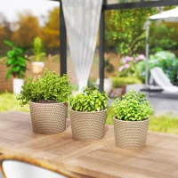Outsunny Seagrass Planters Set of 3 Plant Pots for Indoor Outdoor Patio Balcony Natural(m-10)